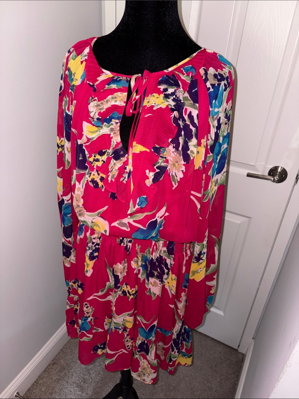 Lauren Ralph Lauren Red Floral Long Sleeve Dress